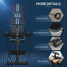 HOMCOM Foldable Adjustable Weight Bench, Strength Training Sit Up Ab Bench Incline/Decline Home Gym Exercise For Full Body Workout, Blue - Blue - View 8