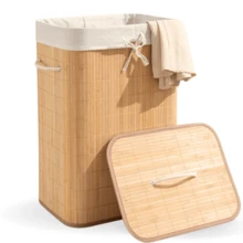Bamboo Rectangular Laundry Basket 60L With Lid - cây tre - Xem 4