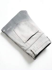 Quần Jeans Denim Thời Trang Thường Ngày Tối Giản Có Nút Cài Phía Trước Cho Nam - Xám - Xem 5