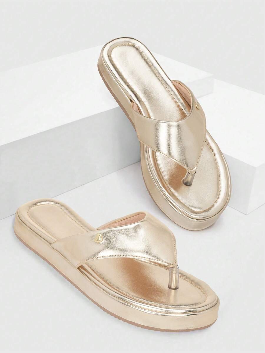 Macerata Flat Slippers, Comfortable, Casual Style - Gold - View 1