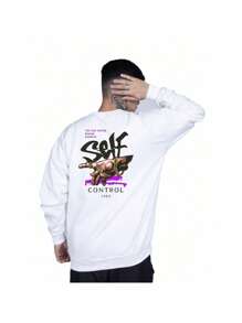 Self Control 1980 Street Wear Crew Neck Style White Flannel Sweatshirt - 白色 - 查看 3