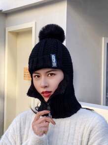 1 pieza Conjunto de gorro de punto y guantes de punto con protección de oreja, unisex, de moda casual y cálido para otoño/invierno, adecuado para uso diario, viajes al aire libre, senderismo, esquí, ciclismo, escalada, decoración de otoño