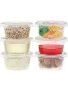 25/50 Sets -2 Oz Portion Cups With Lids Plastic Cups For Meal Prep, Portion Control, Salad Dressing, 60ml Jello Shots, & Medicine Small Plastic Containers With Lids, Christmas Party Christmas Decor Christmas Decorations Christmas Gifts And, Halloween Party Halloween Decor Halloween Decorations Halloween Gifts - Multicolor - View 3