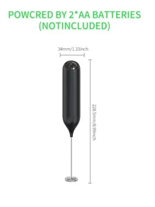 CLITON 1PC Powerful Milk Frother For Coffee, Fast Handheld Drink Mixer With Stainless Steel Whisk, Battery Operated Hand Frother Stirrer Wand-Black Hand Mixer Milk Frother For Coffee - Frother Handheld Foam Maker For Lattes, Electric Whisk Drink Mixer Mini Foamer For Cappuccino, Frappe, Matcha, Hot Chocolate