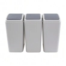 3-Pack 4.5 Gallon Small Trash Can With Swing-Top Lid,Swing Lid Plastic Waste Can, Light Gray - Grey - View 3