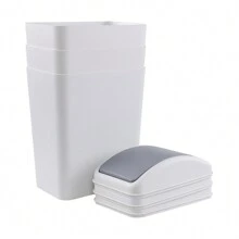 3-Pack 4.5 Gallon Small Trash Can With Swing-Top Lid,Swing Lid Plastic Waste Can, Light Gray - Grey - View 1