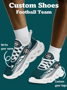 男士费城足球设计运动鞋，定制徽标定制名称定制轻便舒适软底男士运动鞋，健身房训练透气网球鞋送给妈妈/爸爸/她/他/女朋友/男朋友/妻子/丈夫/朋友的独特礼物 - 白色 - 查看 3