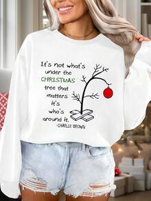 英文字母休闲女士时尚无帽卫衣秋冬 - 白色 - 查看 1