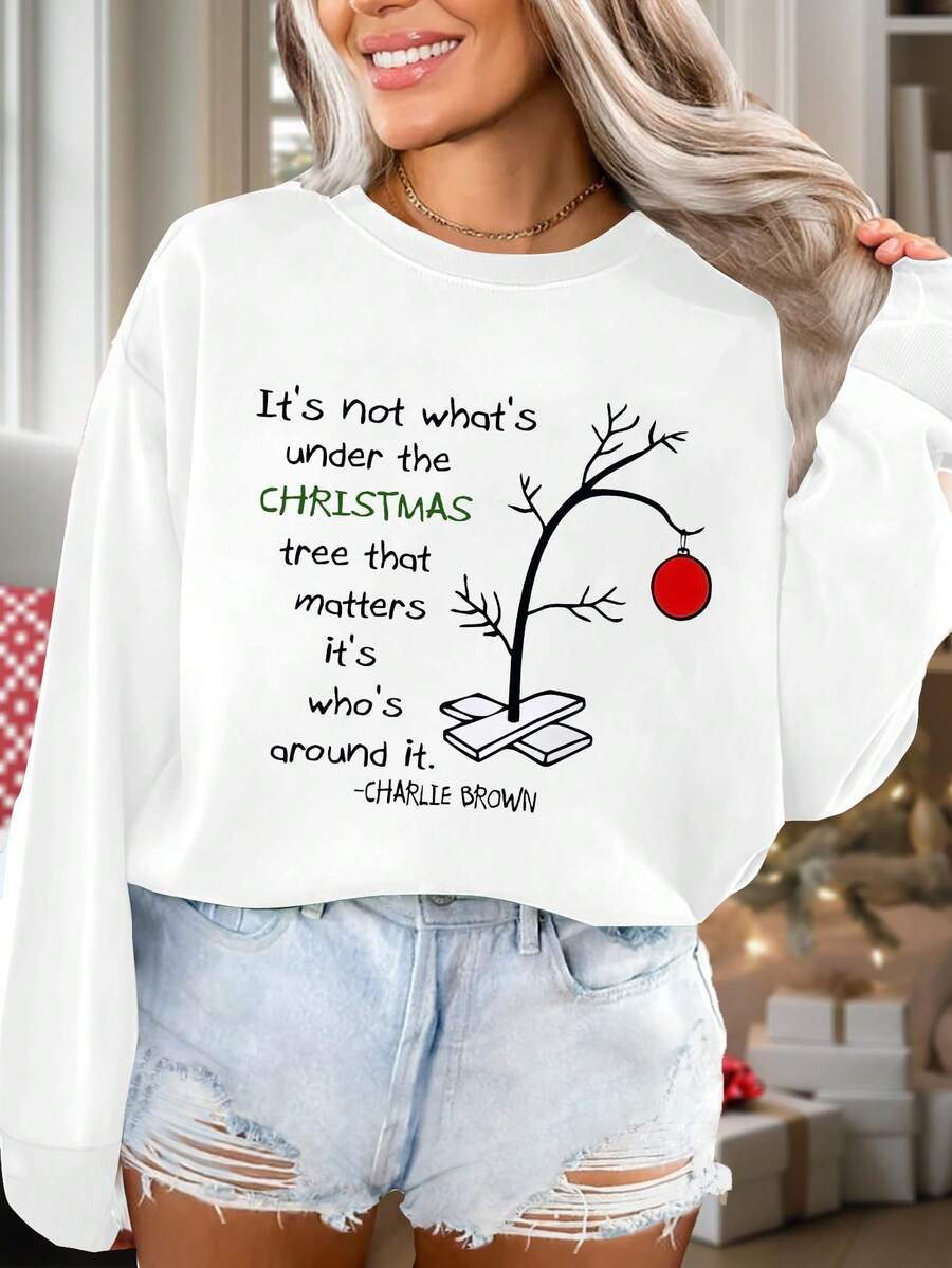 英文字母休闲女士时尚无帽卫衣秋冬 - 白色 - 查看 1