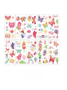 10pcs Personalized Cartoon Temporary Tattoo Stickers, Cute Watch, Arm, Face Sticker, Fun Art, Waterproof, Easy To Use And Remove