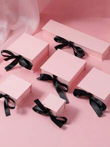 1pc Women's Travel Portable Flip Cover Jewelry Box, Square Ribbon Gift Box For Rings, Watches, Necklaces, Earrings Storage Valentine Day Back To School - Multicolor - View 12