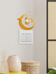 1 pieza Decoración de festival Pegatina decorativa para pared, pegatina para interruptor, pegatina autoadhesiva con diseño de luna, impermeable y removible de PVC para decorar la sala de estar y el dormitorio, pegatina para interruptor, pegatinas, vinilos decorativos para el hogar, artículos de decoración de primavera para refrescar tu hogar, pegatinas de decoración de festivales, regalos de cumpleaños, graduación, E-I-D - Multicolor - Ver 10