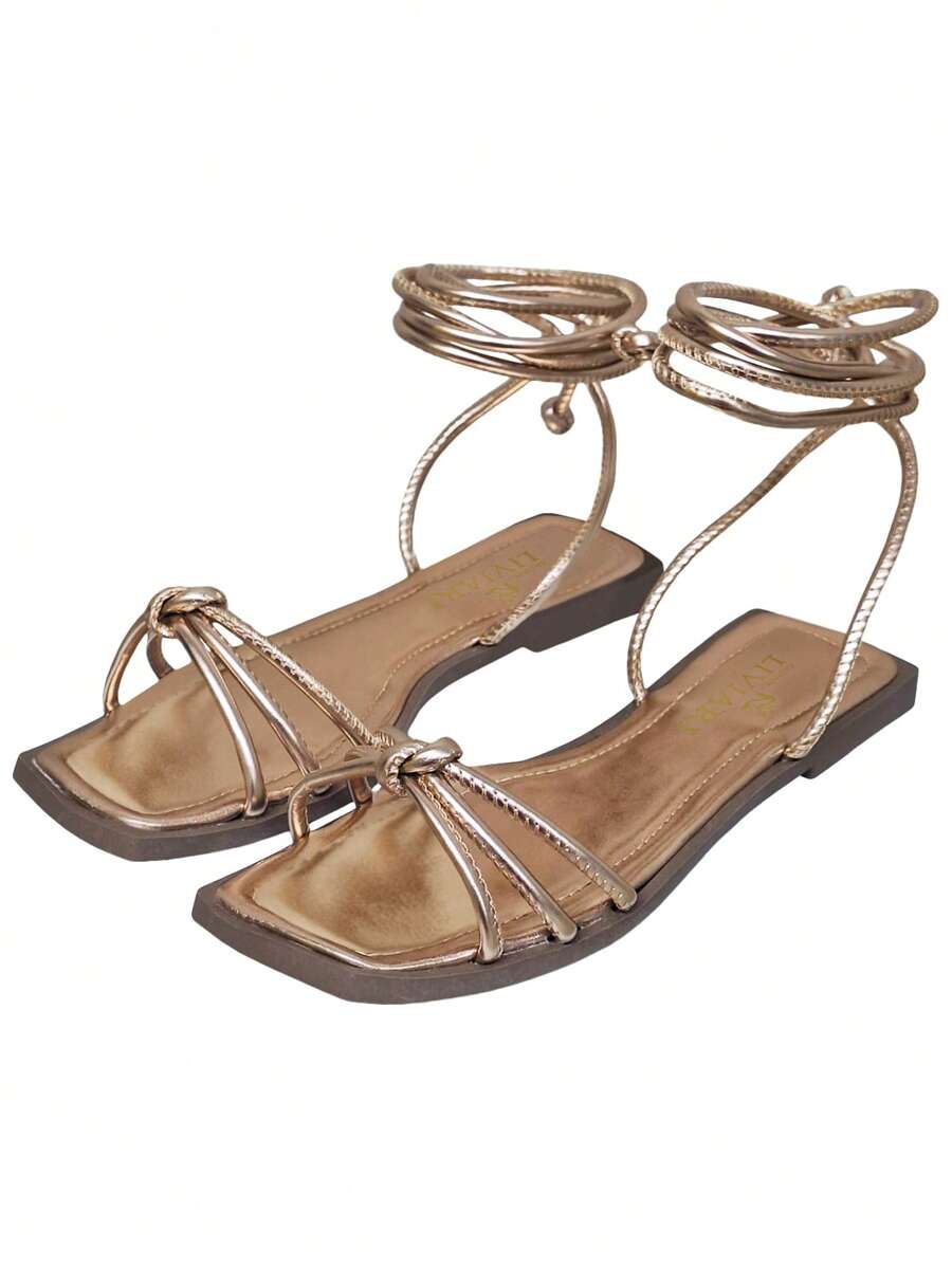 Women's Flat Sandals With Ties On The Leg, Summer Fashion Ref. 034/1002 - 銅色 - 查看 1