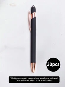 定制款 1/2/3/5/10/20/30 支装豪华个性化多功能圆珠笔，可定制文字/Logo，玫瑰金金属材质，触感柔软，铝合金笔杆，中号笔尖，电容式触控笔，带触摸屏触控设计，DIY，企业礼品 - 黑色 - 查看 10