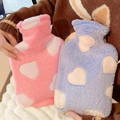 1 件舒适毛绒 16.91 盎司 /33.81 盎司护手 - PVC 内衬，柔软热水袋，适用于颈部、背部、肩部、腿部和缓解经期不适，适合情人节情侣使用