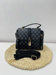 Women's Crossbody Shoulder Bag. New Elegant Printed Model Small Size 30cm - 黑色 - 查看 1