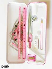 8 Stücke/Set - 4 Stücke Lineal - Bleistift - Zirkel - Radiergummi - Bleistiftspitzer Set - Geometrie Mathematik Zeichnen Schreibwaren Set - Mathematik Zeichnen Werkzeuge - Lernmaterialien - ideal für Schule - Studenten - Mathematik Messwerkzeuge - Prüfungsset - Semesteranfang Vorräte - Bildungsmaterialien - Schreibwaren