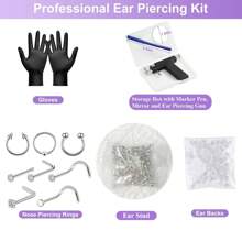 专业耳洞穿刺枪套件可重复使用耳鼻钉穿刺枪带穿刺工具套装穿刺器套件适用于所有穿刺沙龙在家使用