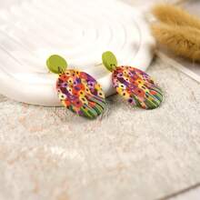 1 Pair Handmade Soft Clay Earrings, Bright Color Matching Earring Pendant, Suitable For Women Wedding Party, Daily Wear, Festival Gift