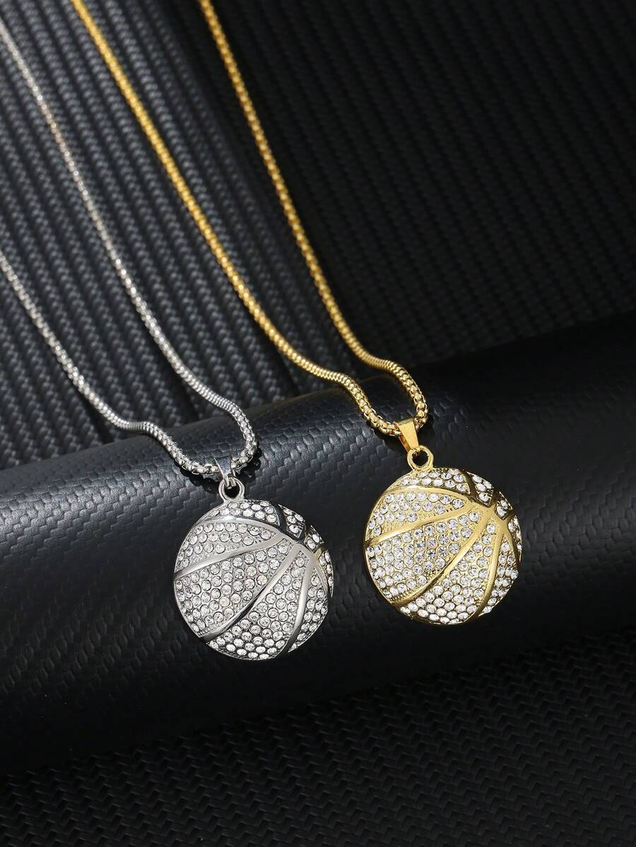 1 chiếc vòng cổ thời trang đính đá bóng rổ dành cho nam, thích hợp để đeo hàng ngày - Nhiều màu - Xem 1