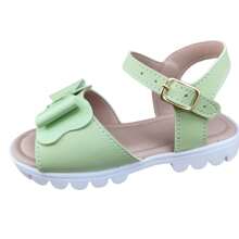 Casual Children's Sandals Girls Patent Leather Big Bow Fashion Blogger Non-Slip TR Sole - màu xanh lá - Xem 1