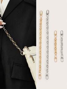 女士包包延长链 字母 D 设计链条延长器 简约金属包包链条配件 简约优雅银色/金色 女士礼物