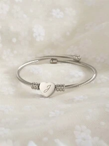 1 件可爱简约风格青春爱心吊坠英文首字母手链，送给男孩和女孩的最个性化礼物 - 均碼 - 查看 57