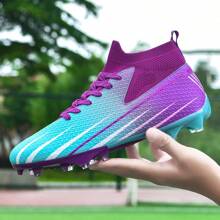 1 đôi giày đá bóng cổ cao dành cho nam dành cho các môn thể thao đồng đội ngoài trời, phù hợp cho người lớn, học sinh và thanh thiếu niên, chống trượt và bền cho AG, FG, sân mềm, sân cỏ thật, thi đấu và tập luyện, da, buộc dây, giày đá bóng cỡ nhỏ - Nhạc Tử - Xem 4