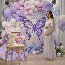 Bộ 147 bóng bay hình con bướm, bóng bay màu hồng và tím với bóng bay lá hình con bướm màu hoa oải hương trang trí tiệc cưới sinh nhật cô dâu - Nhiều màu - Xem 4
