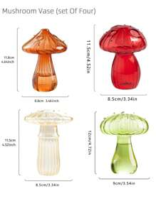 Joivida 1個創意蘑菇設計水培玻璃花瓶,桌面裝飾花藝裝飾品,香薰瓶 - 無色 - 查看 10