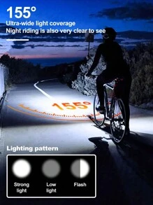 Solar Powered Bicycle Light Set With Horn, 120dB, Rechargeable, Mountain Bike/Road Bike Front Light/Flashlight/Tail Light - Multicolor - View 9