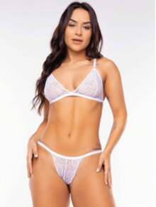 Lace Set Sensual Lingerie Without Padded Everyday Adjustment Panties - trắng - Xem 1