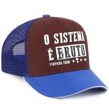 Simprão Moda Country Cap Curved Brim The System Is Raw MulticolorLogoStreet StyleFabricPrinting - 藍紅 - 查看 2