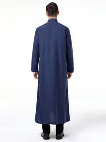 Bata de oración musulmana de hombres con cuello mao de unicolor clásico