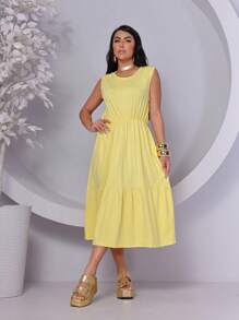 Women's Casual Fleece Dress, Fresh For This Summer - Màu vàng - Xem 4