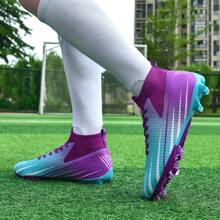 1 đôi giày đá bóng cổ cao dành cho nam dành cho các môn thể thao đồng đội ngoài trời, phù hợp cho người lớn, học sinh và thanh thiếu niên, chống trượt và bền cho AG, FG, sân mềm, sân cỏ thật, thi đấu và tập luyện, da, buộc dây, giày đá bóng cỡ nhỏ - Nhạc Tử - Xem 2