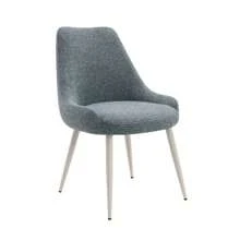 FKZNPJ Laela Light Blue Boucle Bone White Table Side Chair