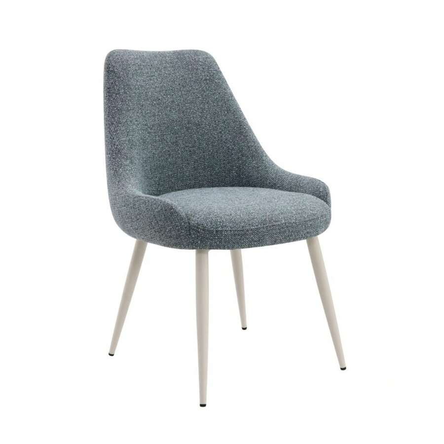 FKZNPJ Laela Light Blue Boucle Bone White Table Side Chair