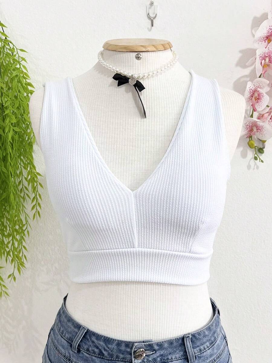 Cropped Top With Padding Women's Fashion - 白色 - 查看 1