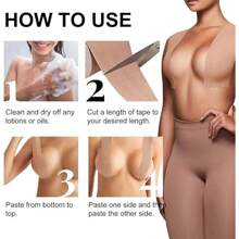1 rollo de cinta para apretar el pecho, correa invisible para sujetador para mujer, aumento instantáneo de pecho, correa para el pecho adecuada para copas de sujetador grandes, cinta para el pecho, pegatinas elásticas para pezones, cinta para el pecho, cinta para el cuerpo impermeable y resistente al sudor, adecuada para moldear el cuerpo a la moda, cinta para realzar la silueta