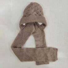 3 件套女士冬季厚羊毛围巾和帽子套装 - 1 件弹性涤纶针织头带 - 手洗，休闲纯色配饰，保暖防风 - 彩色 - 查看 8