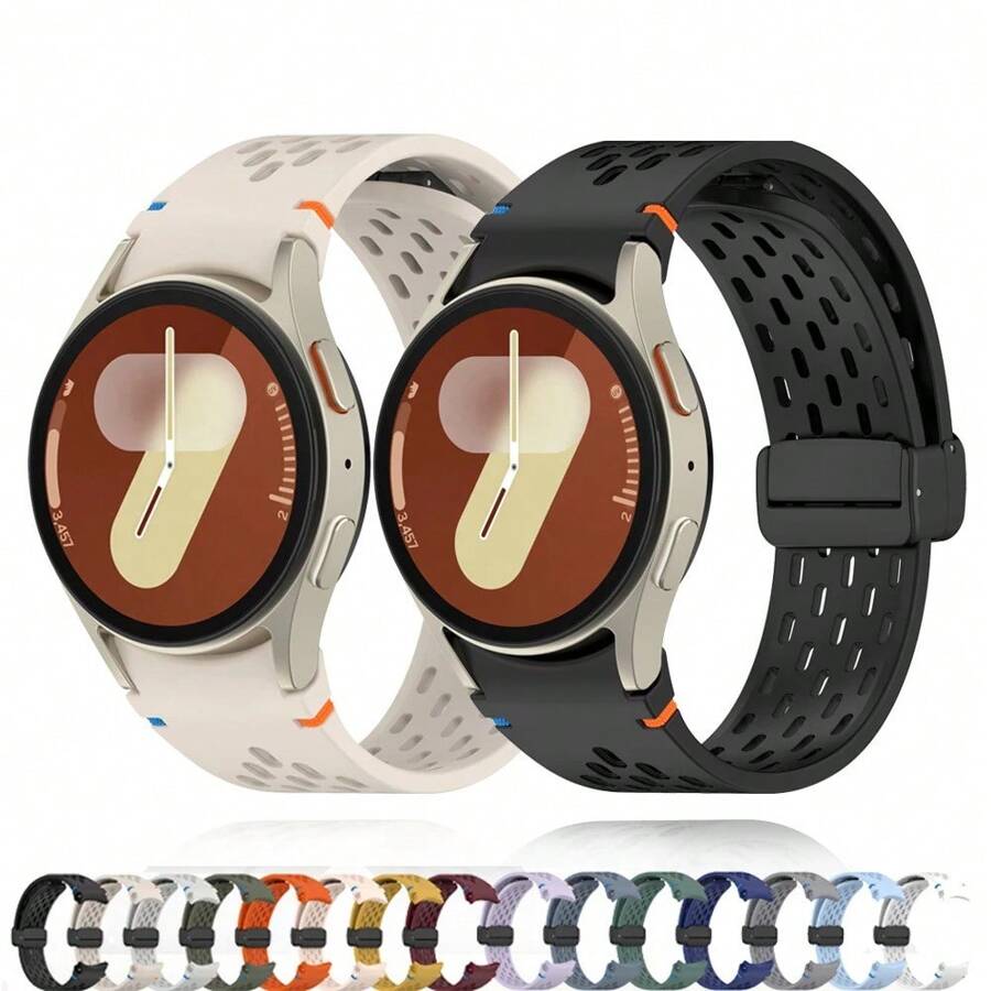 Dây đeo silicon tương thích với Samsung Galaxy Watch 7 FE 6 5 4 40mm 44mm 5Pro 45mm Dây đeo khóa từ 6 Classic 43mm 47mm Vòng đeo tay không có khe hở - nhiều màu - Xem 1