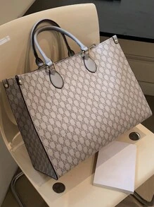 Túi Tote Cổ Điển Tối Giản Retro, Túi Xách Thời Trang Đa Năng Cho Quý Cô Sử Dụng Hàng Ngày Thường Ngày - Xám - Xem 3