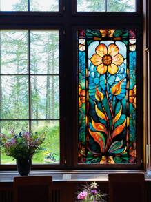 1 Cuộn Hoa Sơn Dày Mờ Phong Cách Cổ Điển Có Họa Tiết Hình Học Bất Đối Xứng, Phim Kính, Trang Trí Nhà Tự Làm Theo Phong Cách Bohemian, Không Keo Dán, Hấp Phụ Tĩnh Điện, Cách Nhiệt Trong Suốt, Che Nắng, Miếng Dán Cửa Sổ Thích Hợp Cho Cửa Phòng Tắm Tại Nhà, Phim Kính Màu 3D, Miếng Dán Kính - Nhiều màu - Xem 9