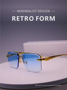 1 Pair Leopard Decorated Men's Frameless Square Personalized Street Style Fashion Glasses