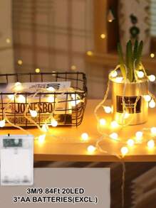 1 Peça 1,5m/3m/6m/10m 10/20/40/80 Lâmpadas LED de Luz Quente Bolas Redondas Pequenas Luzes de Corda Luzes a Pilha Decoração de Ambiente Exterior Camping Luzes Coloridas para Jardim Luzes de Natal