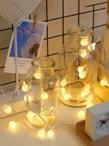 1 Peça 1,5m/3m/6m/10m 10/20/40/80 Lâmpadas LED de Luz Quente Bolas Redondas Pequenas Luzes de Corda Luzes a Pilha Decoração de Ambiente Exterior Camping Luzes Coloridas para Jardim Luzes de Natal