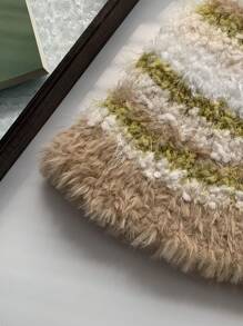 1pc Multi-Color Striped Furry Bucket Hat, Knitted Warm Hat For Women In Autumn And Winter - Silver Stripe Plush*White Top - View 6