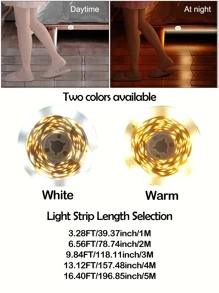 1 Stück 5V LED Lichtband mit Bewegungssensor-Regler - USB-betrieben, Länge wählbar (1m - 5m), 120° Erfassungsbereich, einstellbare Dauer, perfekt für Küche, Schlafzimmer, Treppenhaus, Wohnzimmer, Garderobe - abschneidbar und platzsparend
