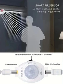 1 Stück 5V LED Lichtband mit Bewegungssensor-Regler - USB-betrieben, Länge wählbar (1m - 5m), 120° Erfassungsbereich, einstellbare Dauer, perfekt für Küche, Schlafzimmer, Treppenhaus, Wohnzimmer, Garderobe - abschneidbar und platzsparend
